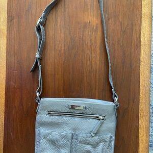 Cole Haan metallic grey Leather Crossbody Bag